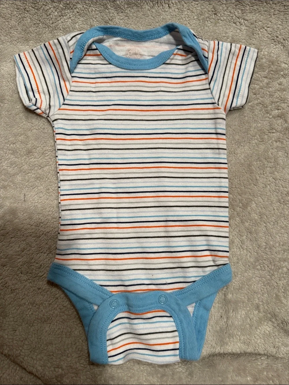 Striped Blue-Trim Baby One-Piece Bodysuit